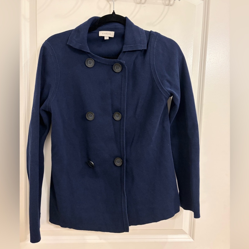 Kinross Navy Cotton Button-Front Sweater Jacket – Size M